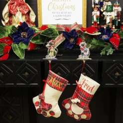 Personalised Tartan Cat Paw Christmas Stocking Personalised Stockings|
