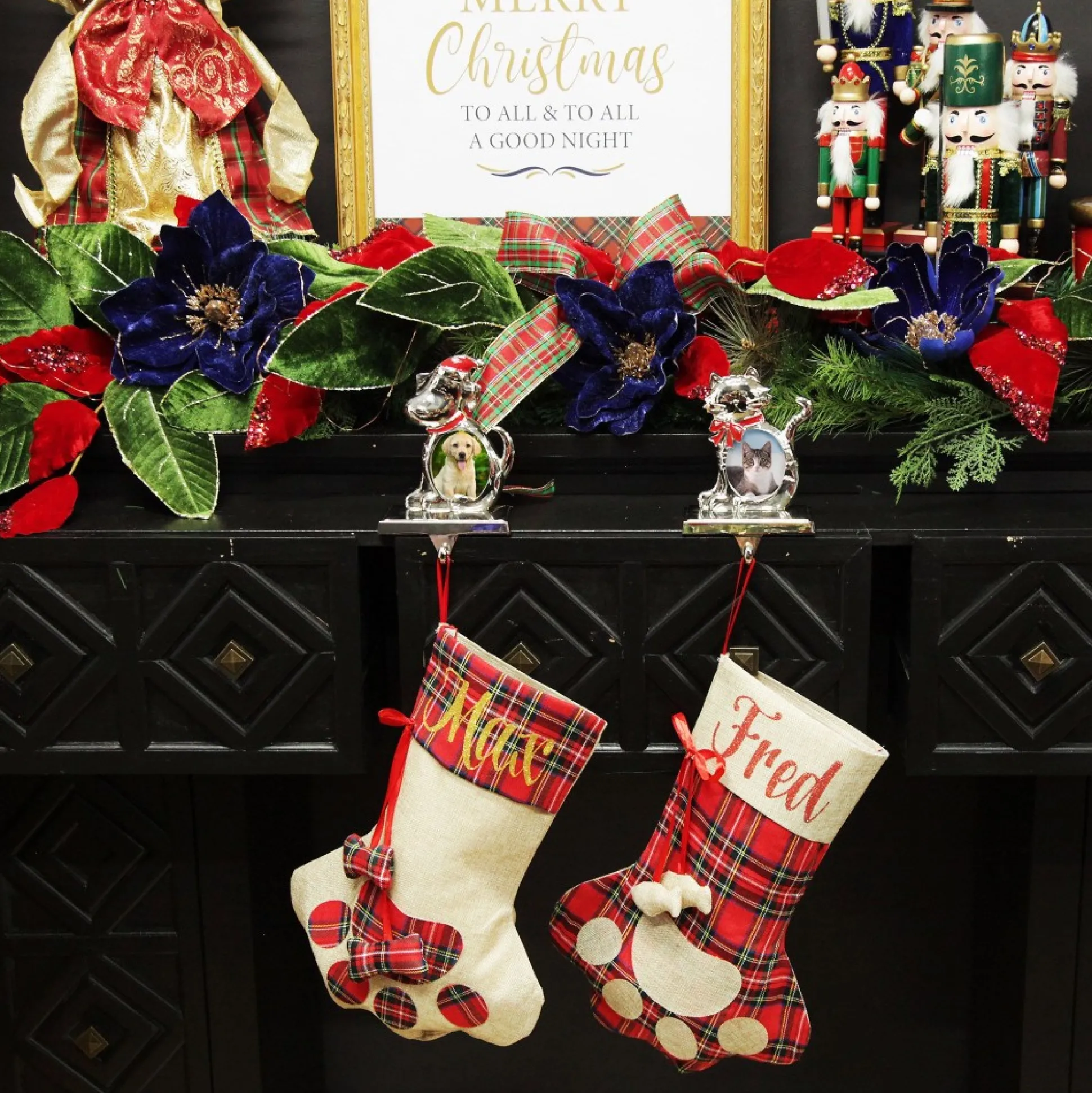 Personalised Tartan Cat Paw Christmas Stocking Personalised Stockings|