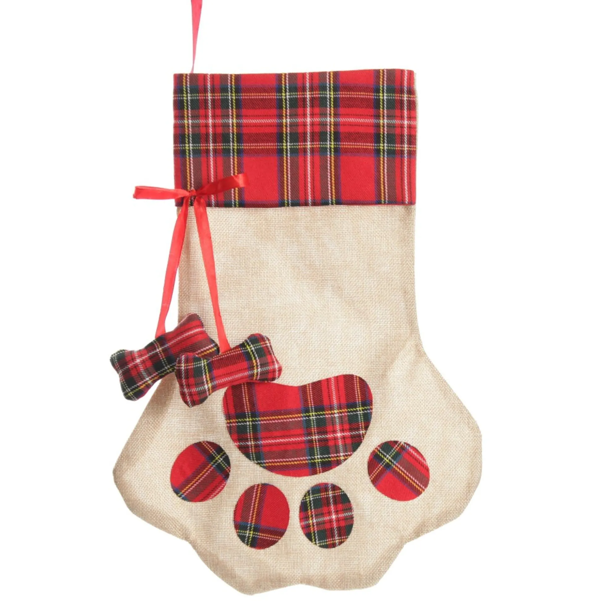 Personalised Tartan Dog Paw Christmas Stocking Personalised Stockings|