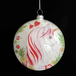 Personalised Unicorn Christmas Disc Glass Hearts And Discs|