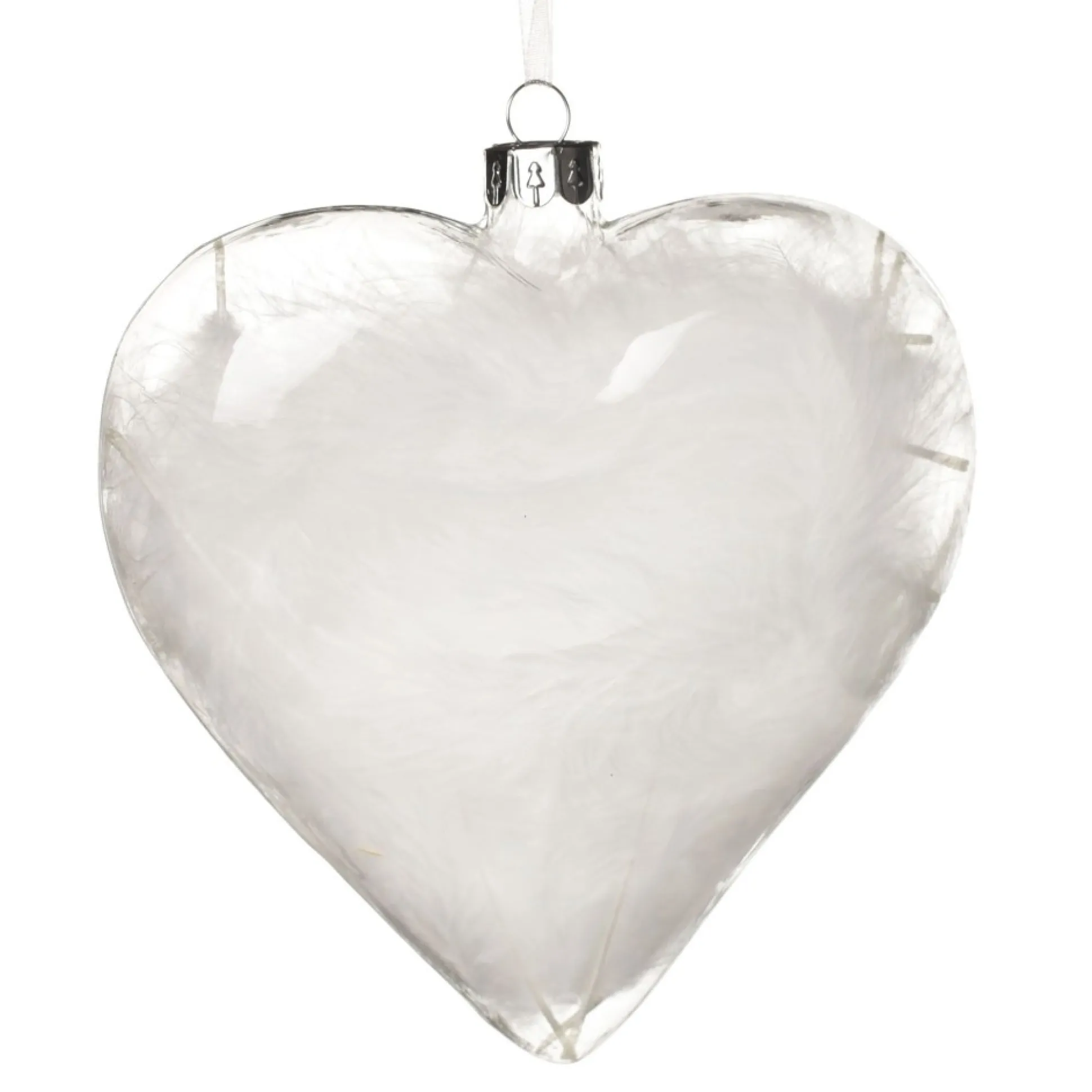 Personalised White Feather Glass Heart - Forever in Our Hearts Memorial Baubles|