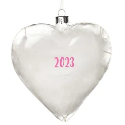 Personalised White Feather Glass Heart Personalised Baubles|
