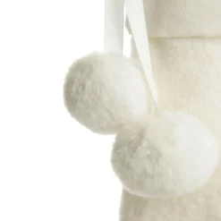 Personalised White Fur Christmas Stocking with Pom Poms Personalised Stockings|