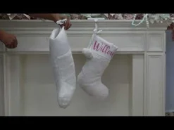 Personalised White Fur Christmas Stocking with Pom Poms Personalised Stockings|