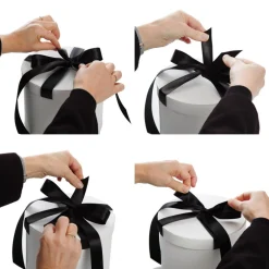 Personalised White Round Gift Box with Silver Ribbon Bow Gift Wrap, Boxes, Bags & Tags|