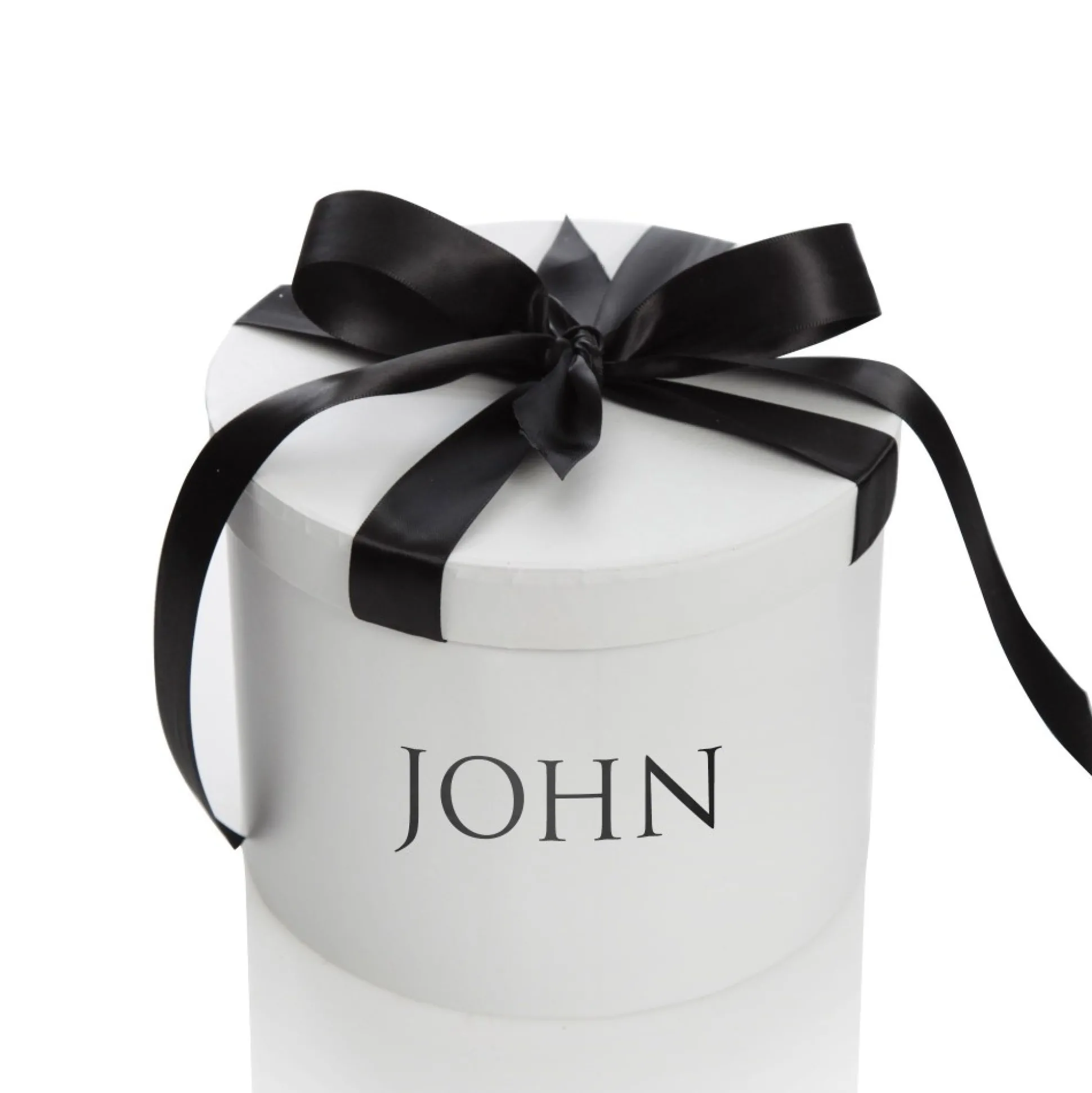 Personalised White Round Gift Box with Black Ribbon Bow Gift Wrap, Boxes, Bags & Tags|