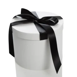Personalised White Round Gift Box with Black Ribbon Bow Gift Wrap, Boxes, Bags & Tags|