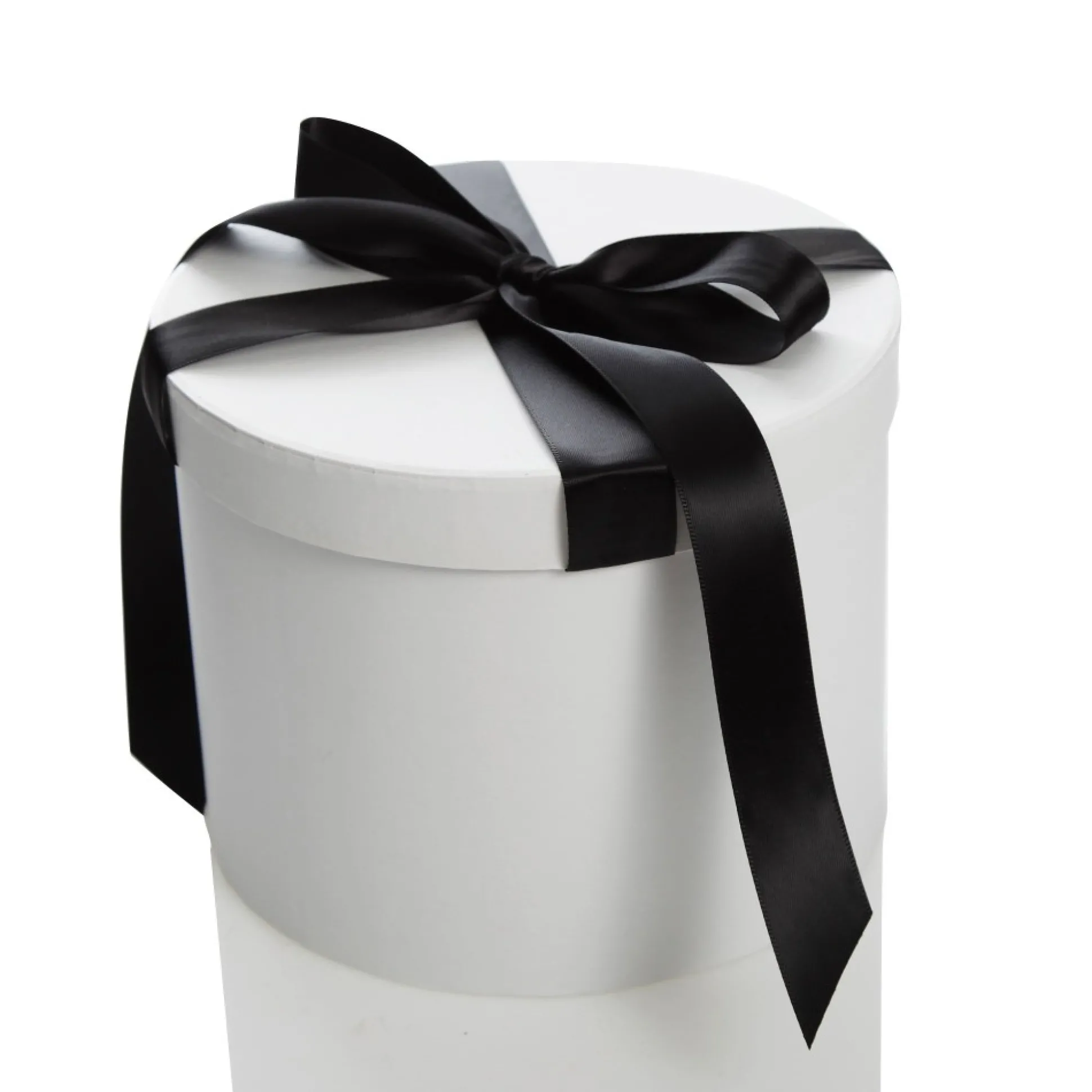 Personalised White Round Gift Box with Black Ribbon Bow Gift Wrap, Boxes, Bags & Tags|