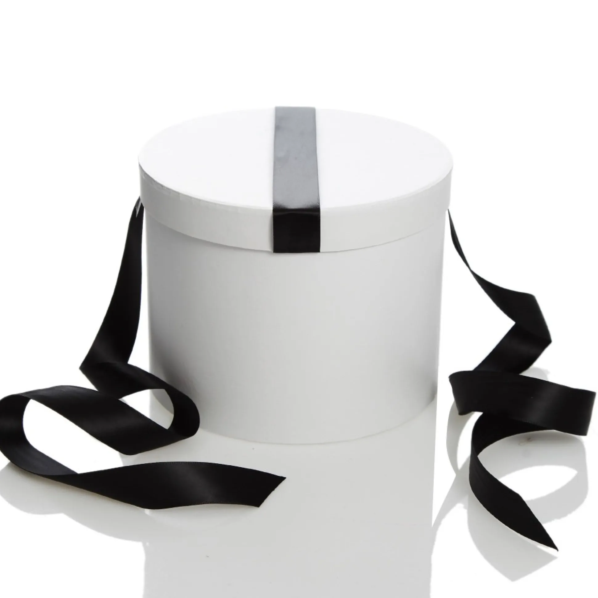 Personalised White Round Gift Box with Black Ribbon Bow Gift Wrap, Boxes, Bags & Tags|