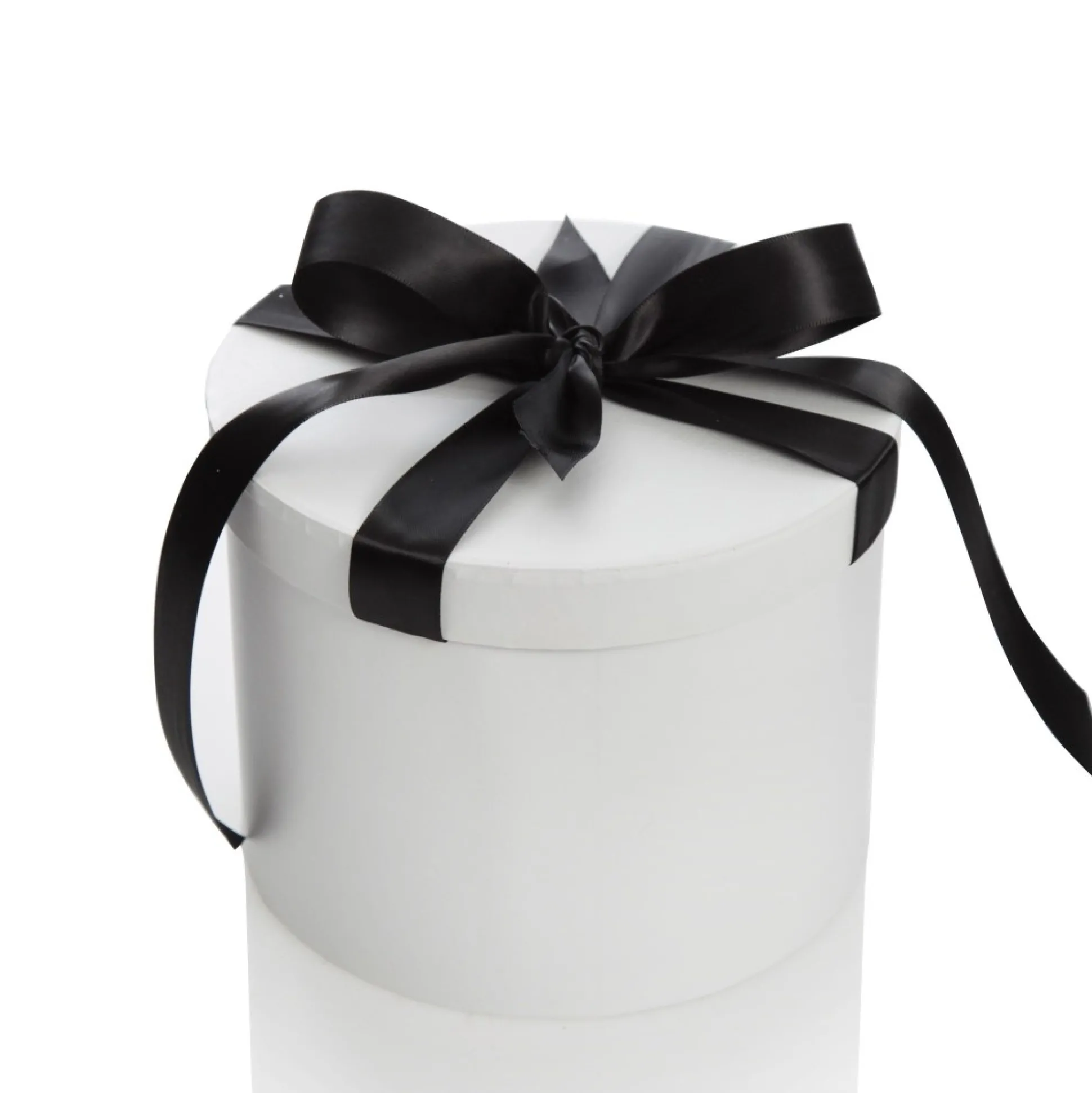 Personalised White Round Gift Box with Black Ribbon Bow Gift Wrap, Boxes, Bags & Tags|