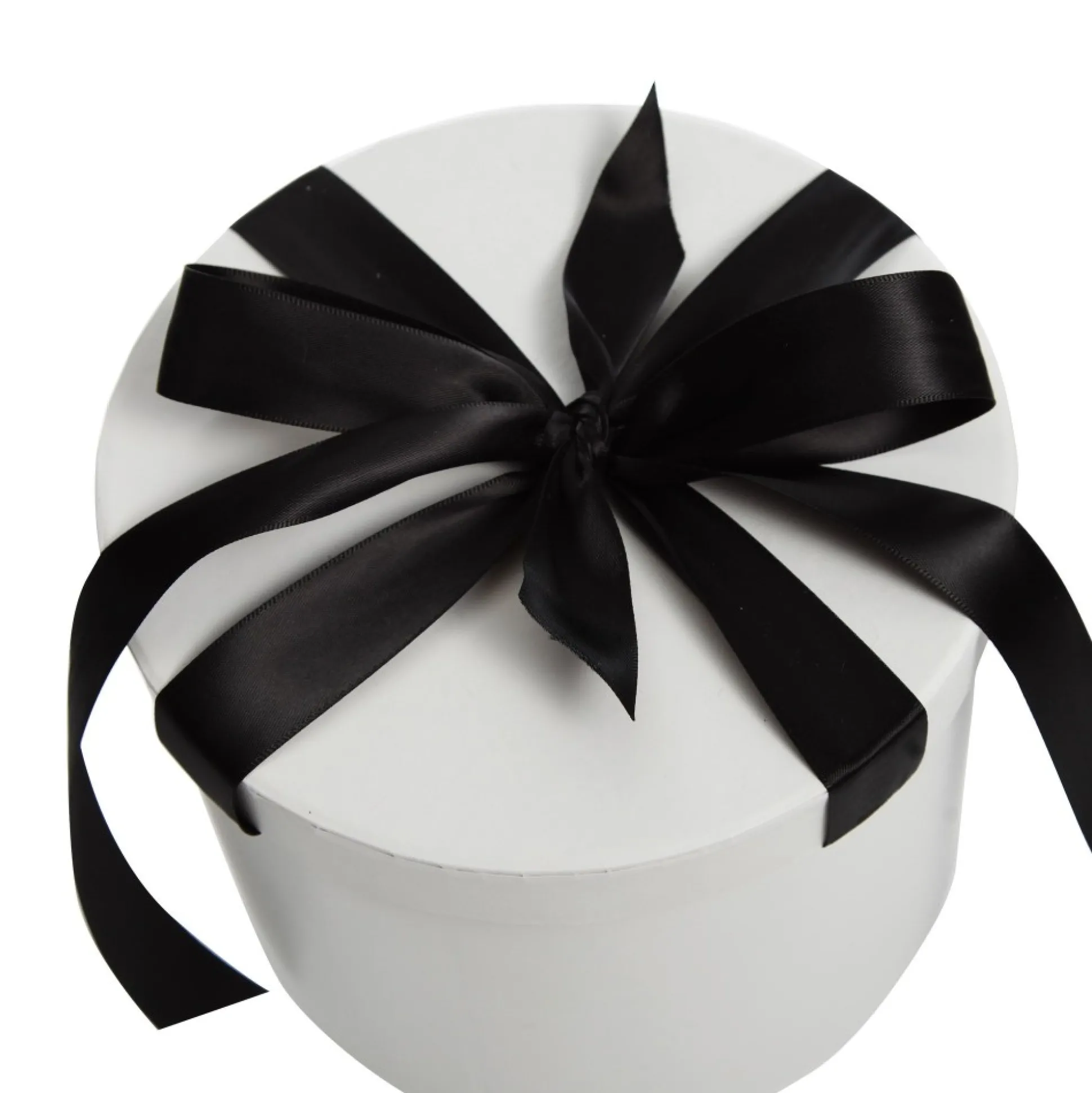 Personalised White Round Gift Box with Black Ribbon Bow Gift Wrap, Boxes, Bags & Tags|