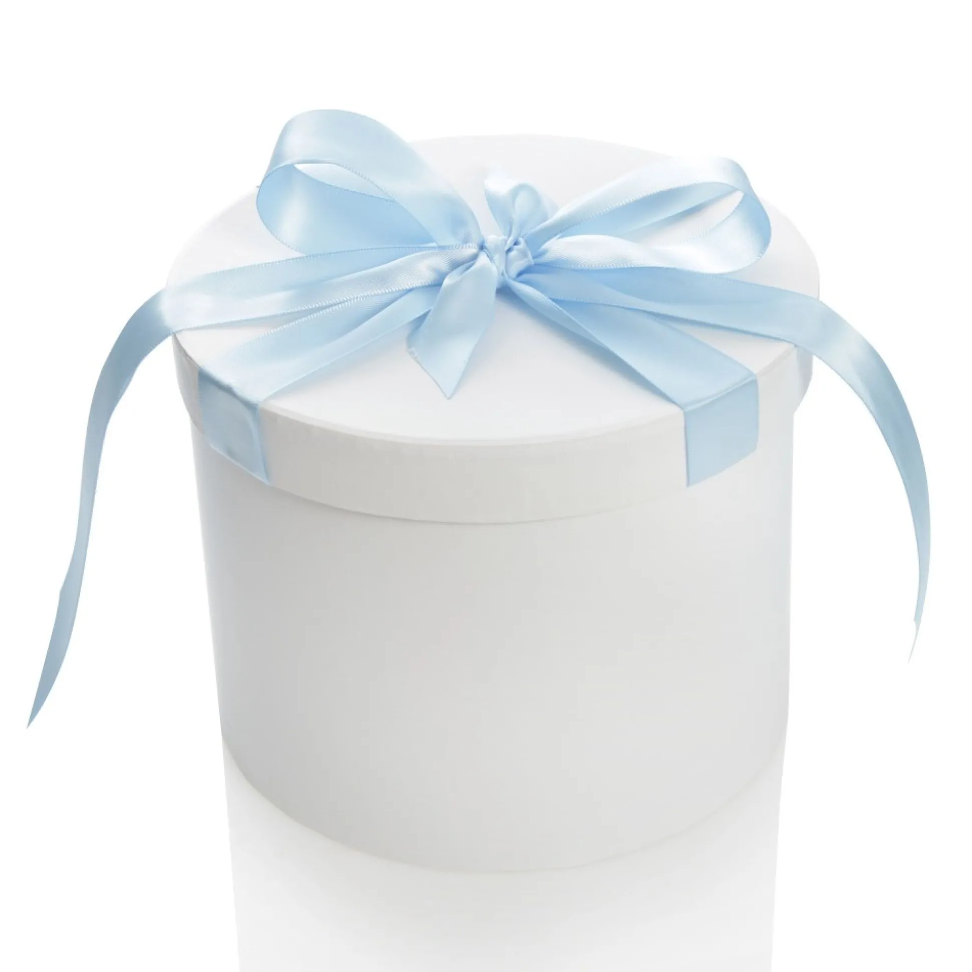 Personalised White Round Gift Box with Baby Blue Ribbon Bow Gift Wrap, Boxes, Bags & Tags|