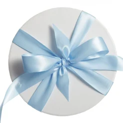 Personalised White Round Gift Box with Baby Blue Ribbon Bow Gift Wrap, Boxes, Bags & Tags|