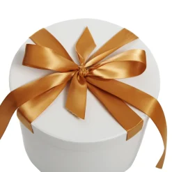 Personalised White Round Gift Box with Gold Ribbon Bow Gift Wrap, Boxes, Bags & Tags|
