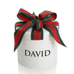 Personalised White Round Gift Box with Christmas Ribbon Bow Gift Wrap, Boxes, Bags & Tags|