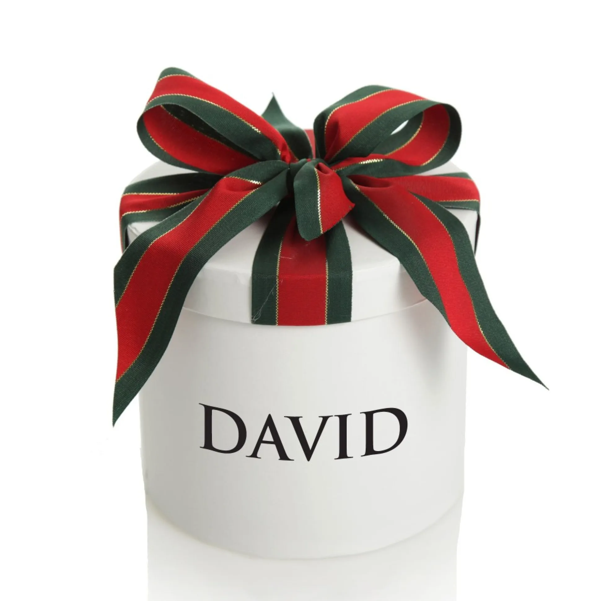 Personalised White Round Gift Box with Christmas Ribbon Bow Gift Wrap, Boxes, Bags & Tags|