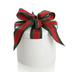 Personalised White Round Gift Box with Christmas Ribbon Bow Gift Wrap, Boxes, Bags & Tags|