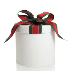 Personalised White Round Gift Box with Christmas Ribbon Bow Gift Wrap, Boxes, Bags & Tags|