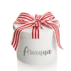 Personalised White Round Gift Box with Candy Cane Ribbon Bow Gift Wrap, Boxes, Bags & Tags|