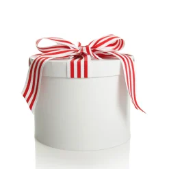 Personalised White Round Gift Box with Candy Cane Ribbon Bow Gift Wrap, Boxes, Bags & Tags|