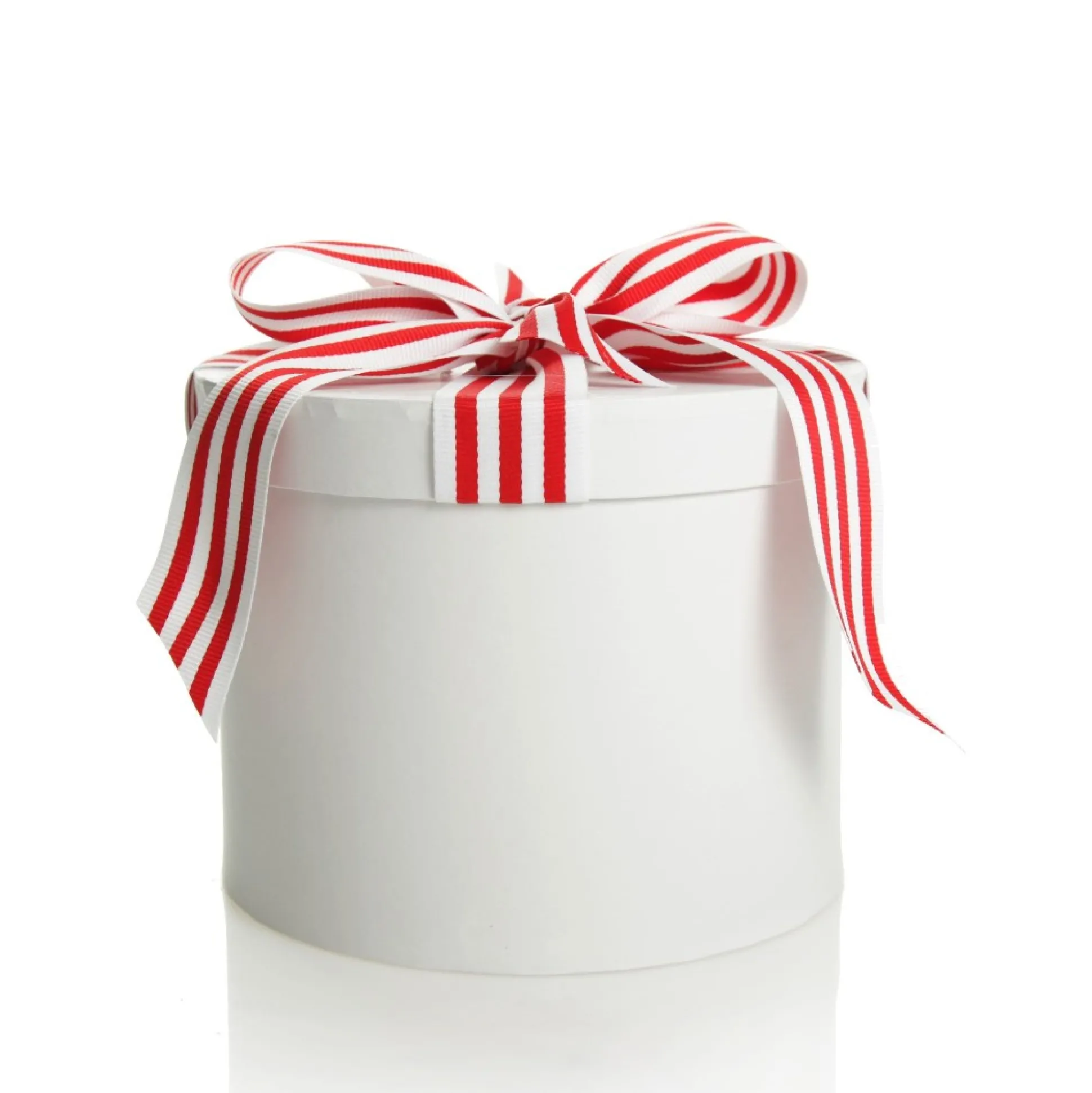 Personalised White Round Gift Box with Candy Cane Ribbon Bow Gift Wrap, Boxes, Bags & Tags|