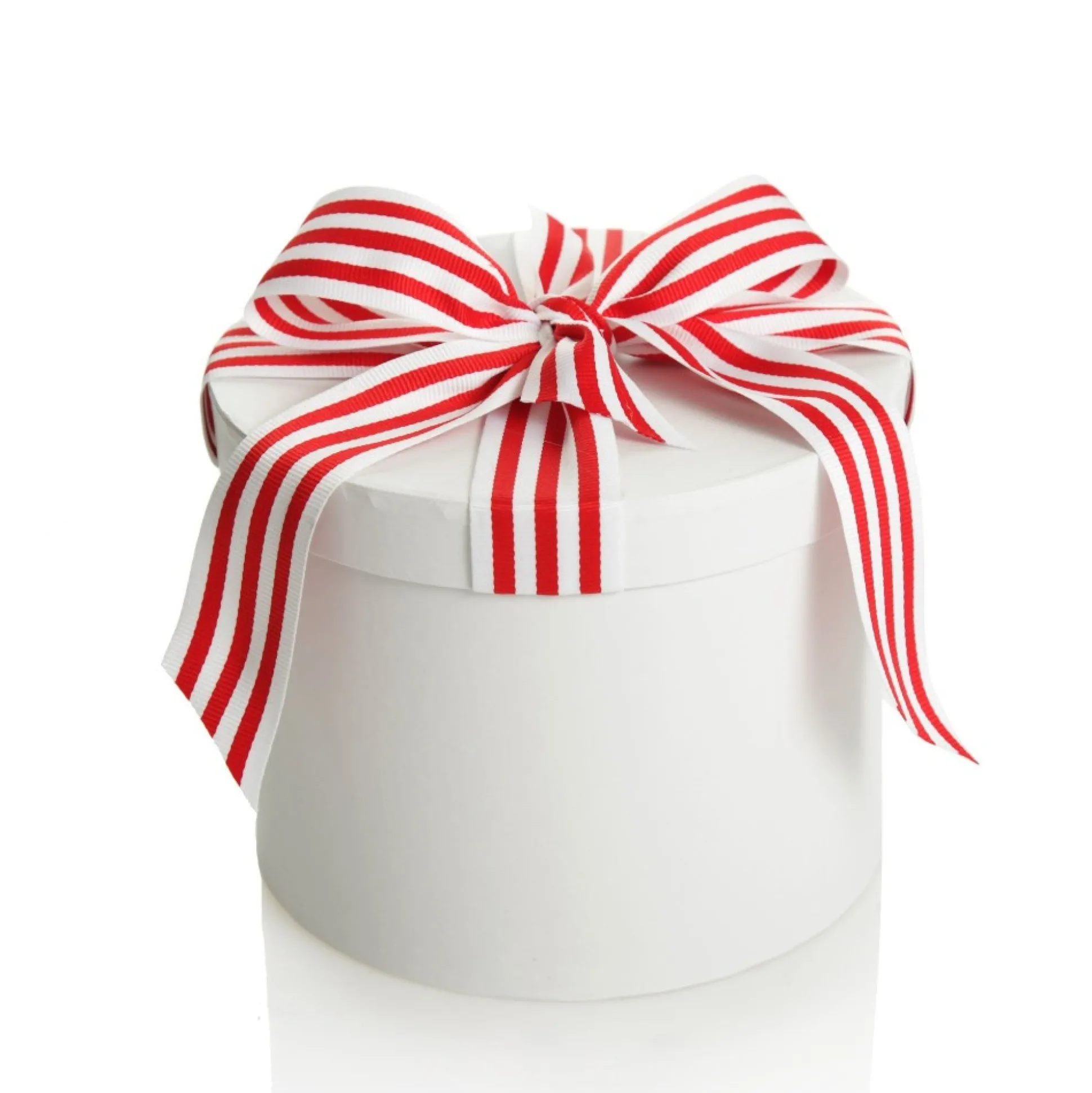 Personalised White Round Gift Box with Candy Cane Ribbon Bow Gift Wrap, Boxes, Bags & Tags|
