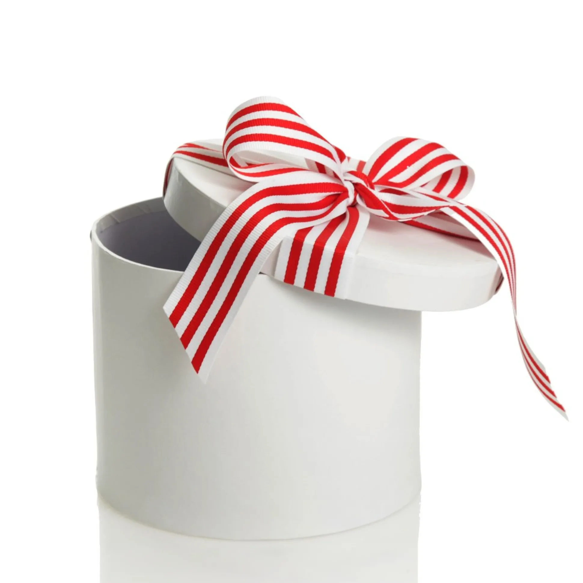 Personalised White Round Gift Box with Candy Cane Ribbon Bow Gift Wrap, Boxes, Bags & Tags|