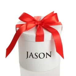 Personalised White Round Gift Box with Red Ribbon Bow Gift Wrap, Boxes, Bags & Tags|