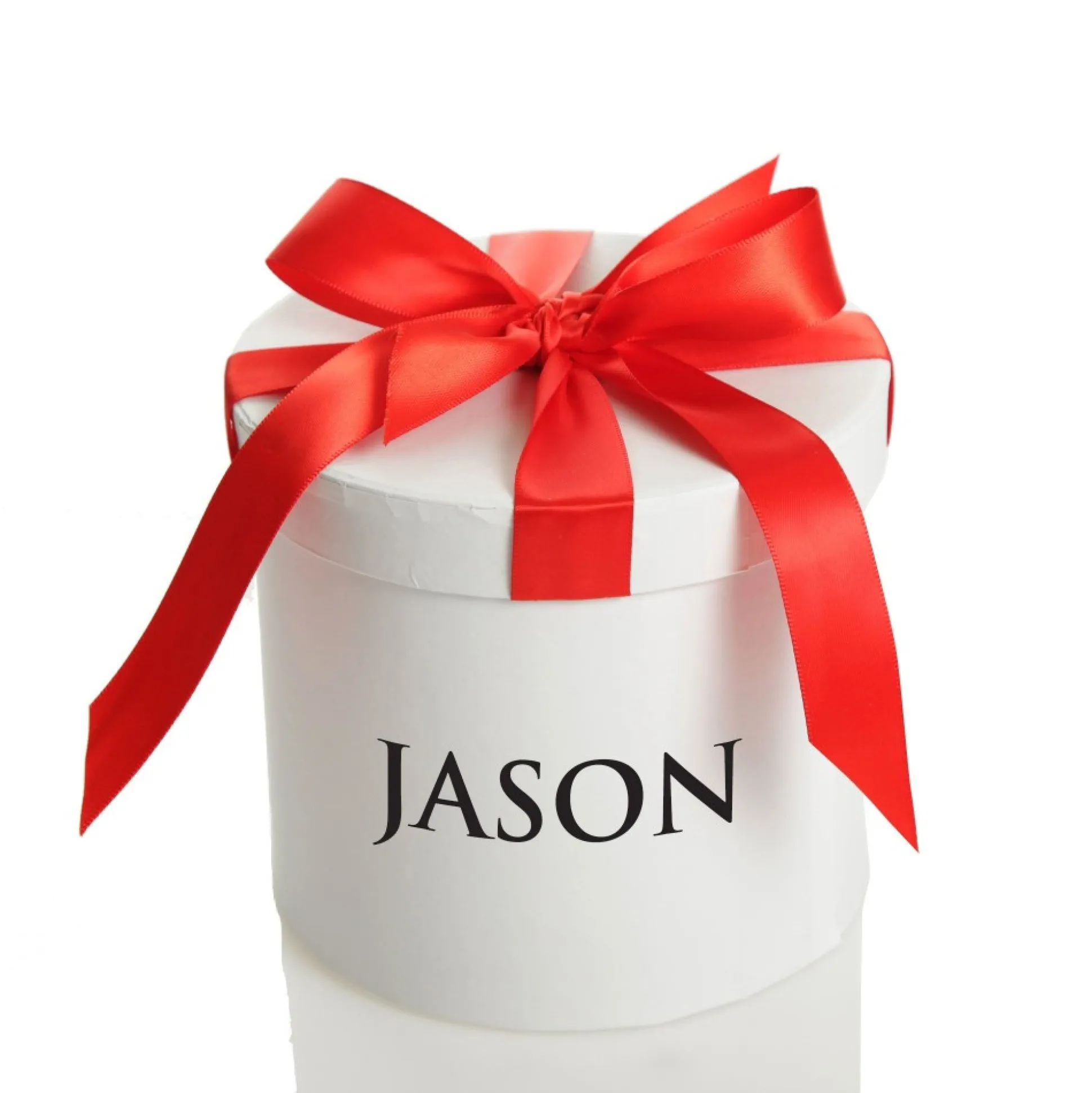 Personalised White Round Gift Box with Red Ribbon Bow Gift Wrap, Boxes, Bags & Tags|