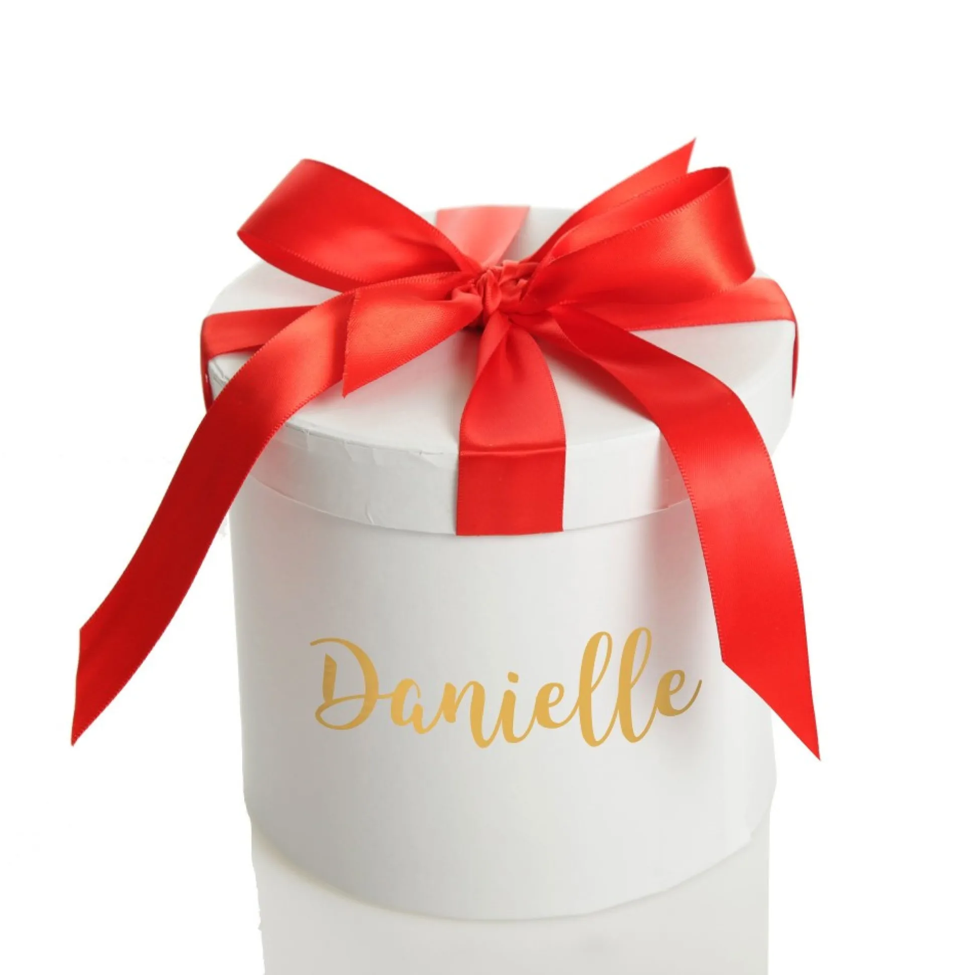 Personalised White Round Gift Box with Red Ribbon Bow Gift Wrap, Boxes, Bags & Tags|
