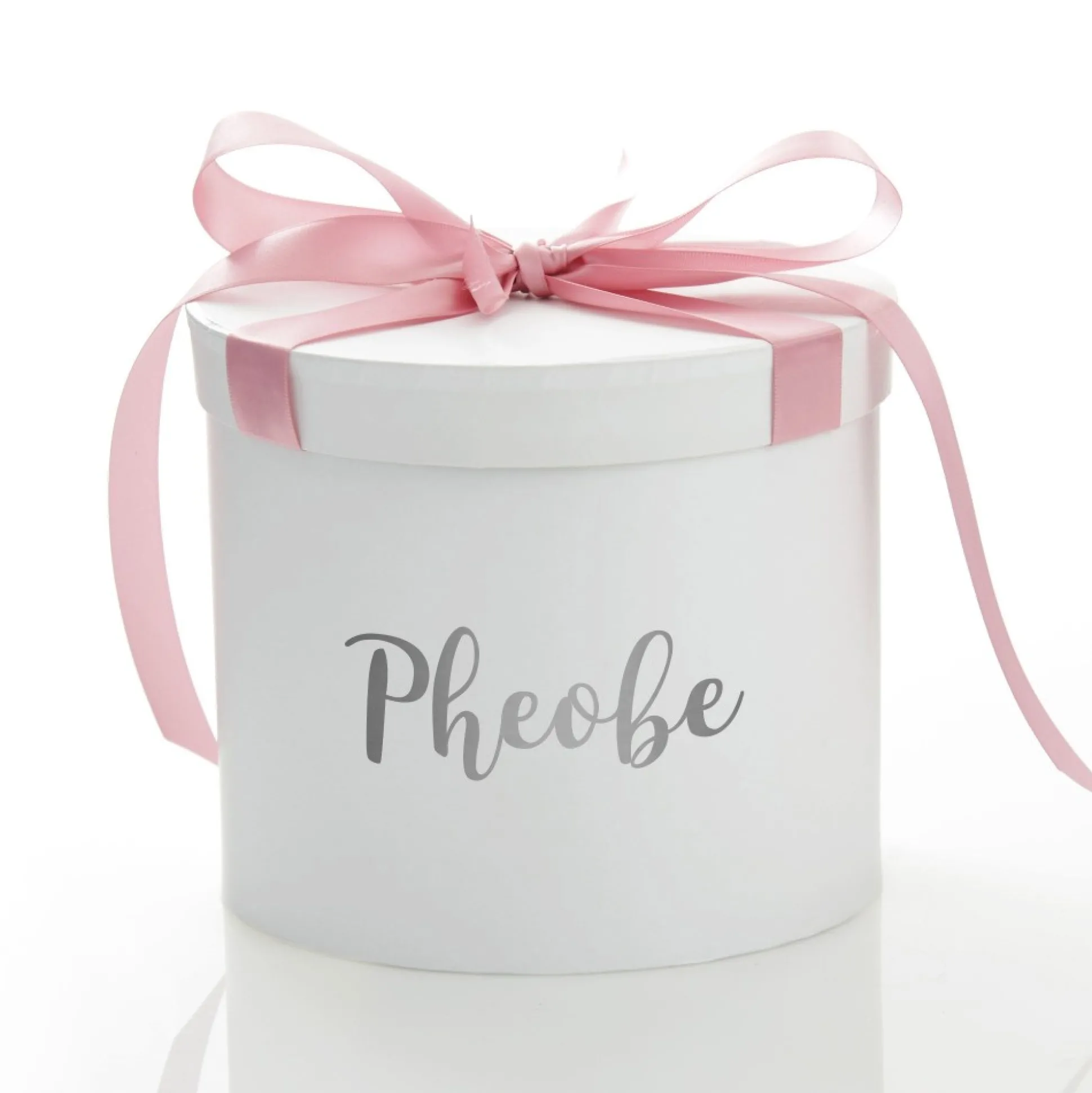 Personalised White Round Gift Box with Baby Pink Ribbon Bow Gift Wrap, Boxes, Bags & Tags|
