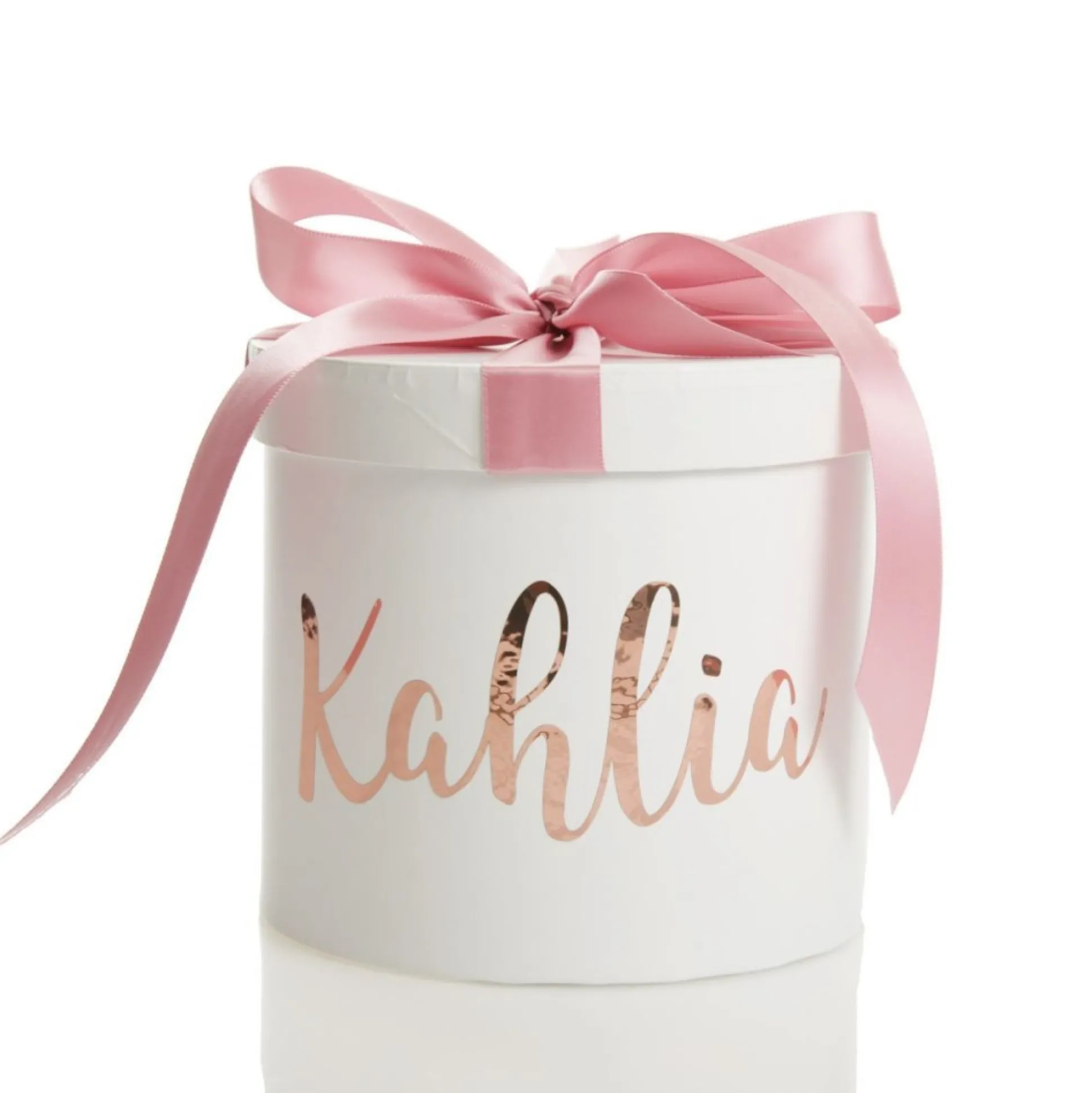 Personalised White Round Gift Box with Baby Pink Ribbon Bow Gift Wrap, Boxes, Bags & Tags|