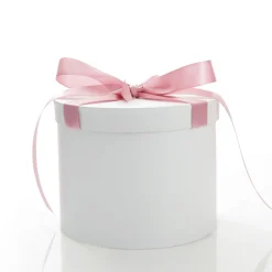 Personalised White Round Gift Box with Baby Pink Ribbon Bow Gift Wrap, Boxes, Bags & Tags|