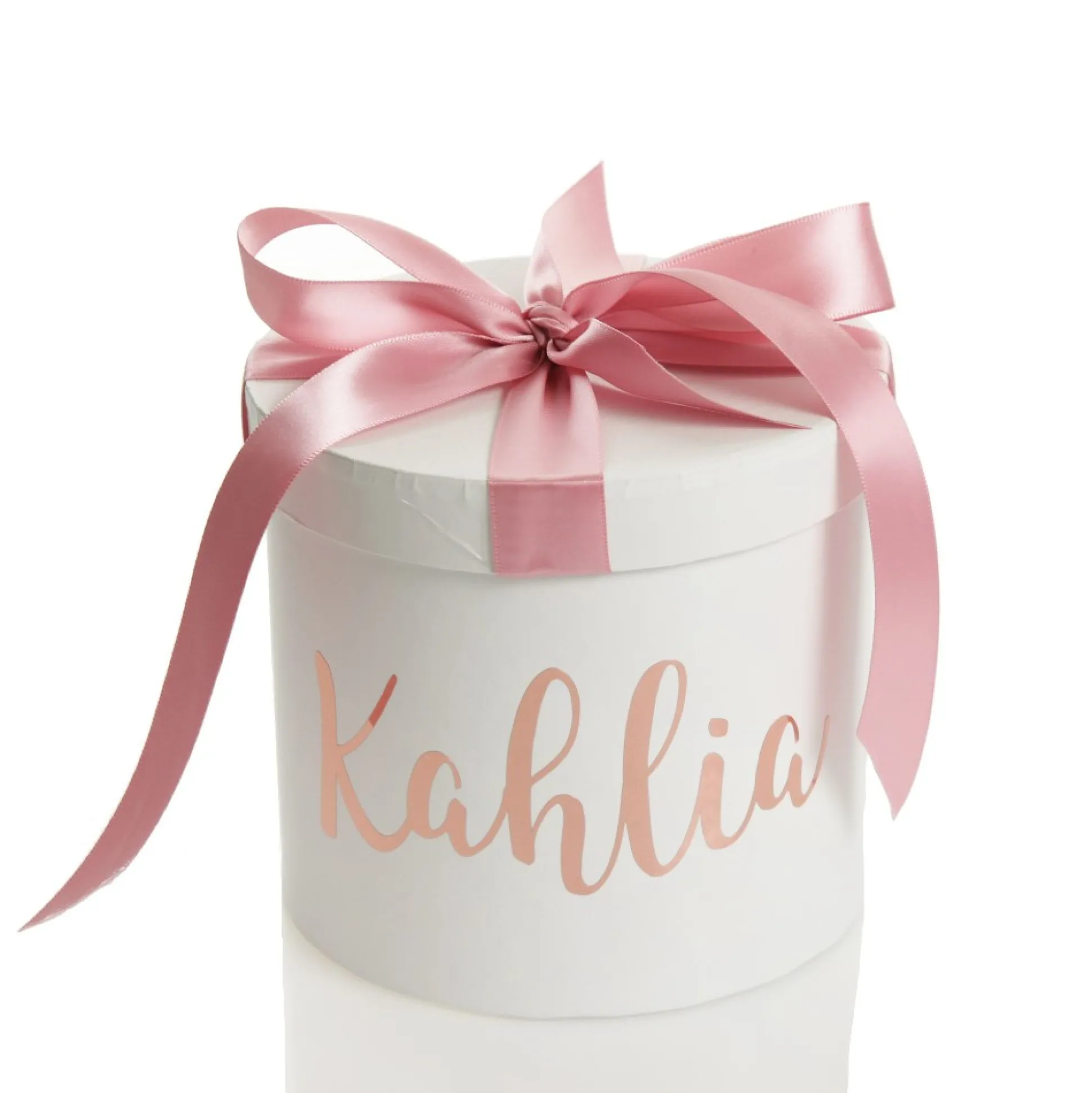 Personalised White Round Gift Box with Baby Pink Ribbon Bow Gift Wrap, Boxes, Bags & Tags|