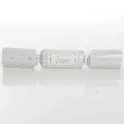 Personalised White with Silver Snowflake Bon Bon - Single Christmas Bon Bons|