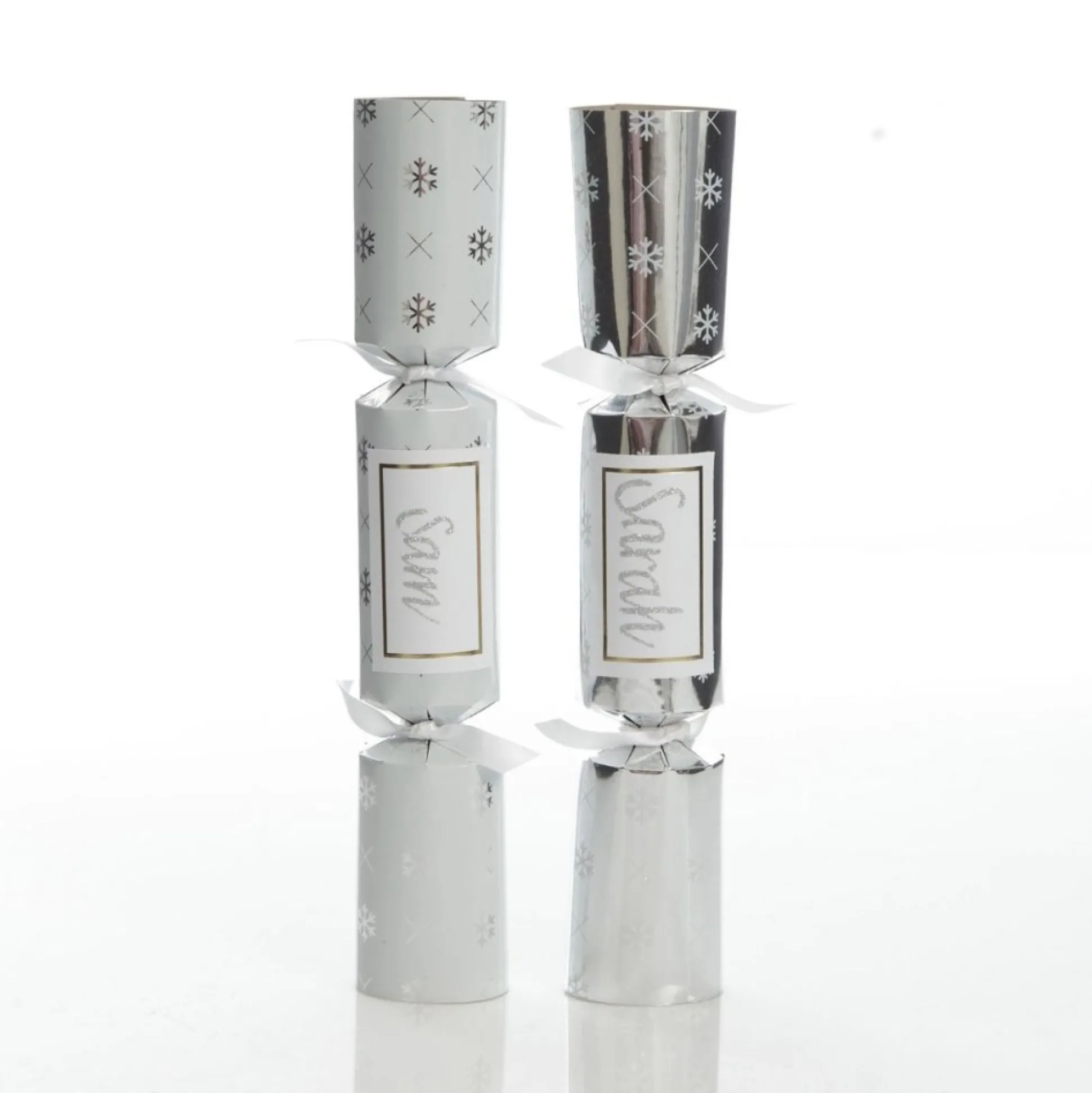 Personalised White with Silver Snowflake Bon Bon - Single Christmas Bon Bons|