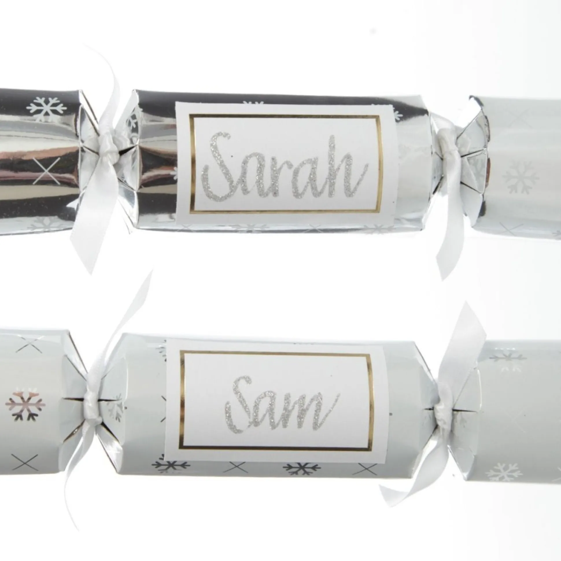 Personalised White with Silver Snowflake Bon Bon - Single Christmas Bon Bons|
