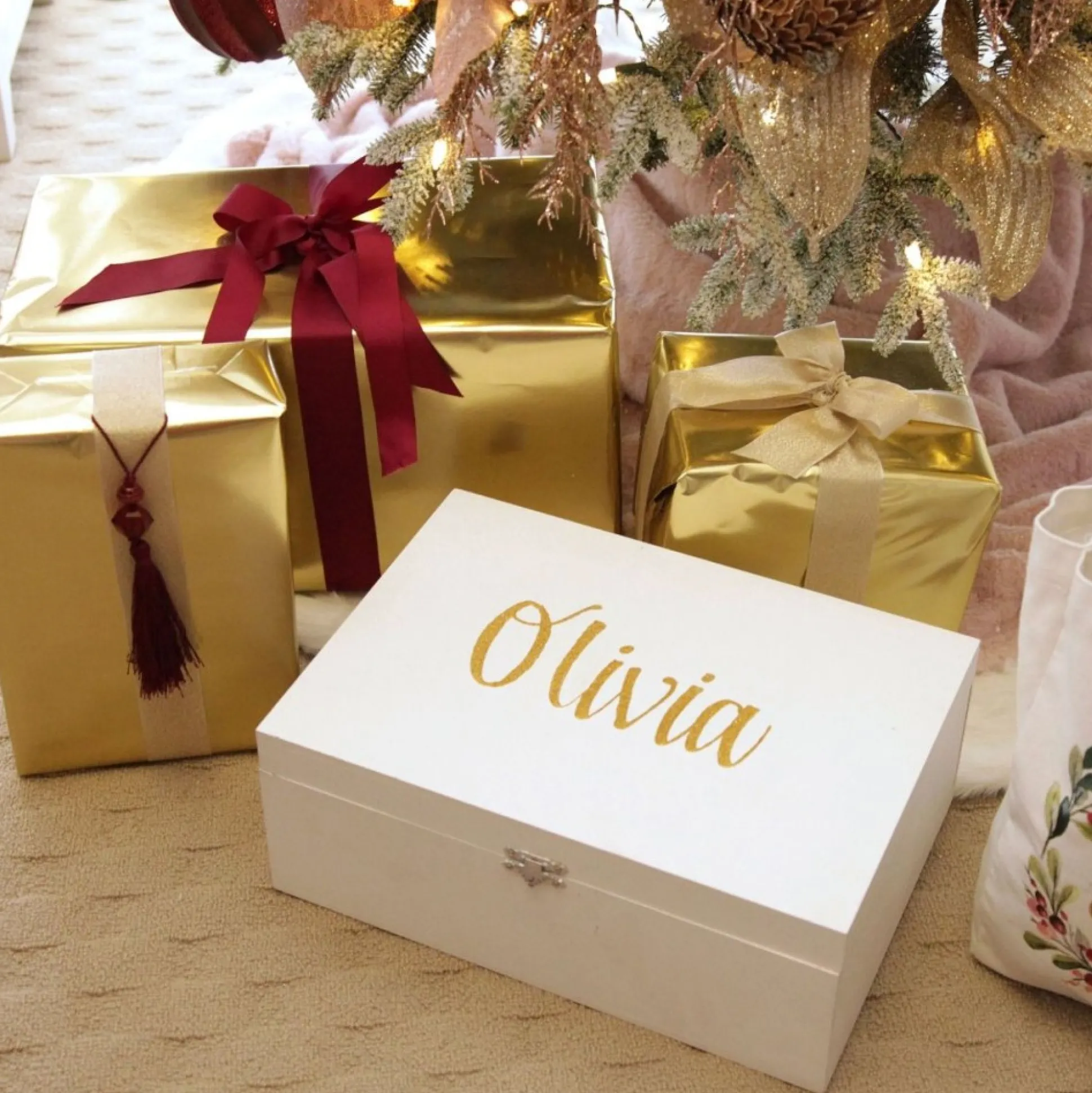 Personalised White Wooden Christmas Eve Box Gift Wrap, Boxes, Bags & Tags|