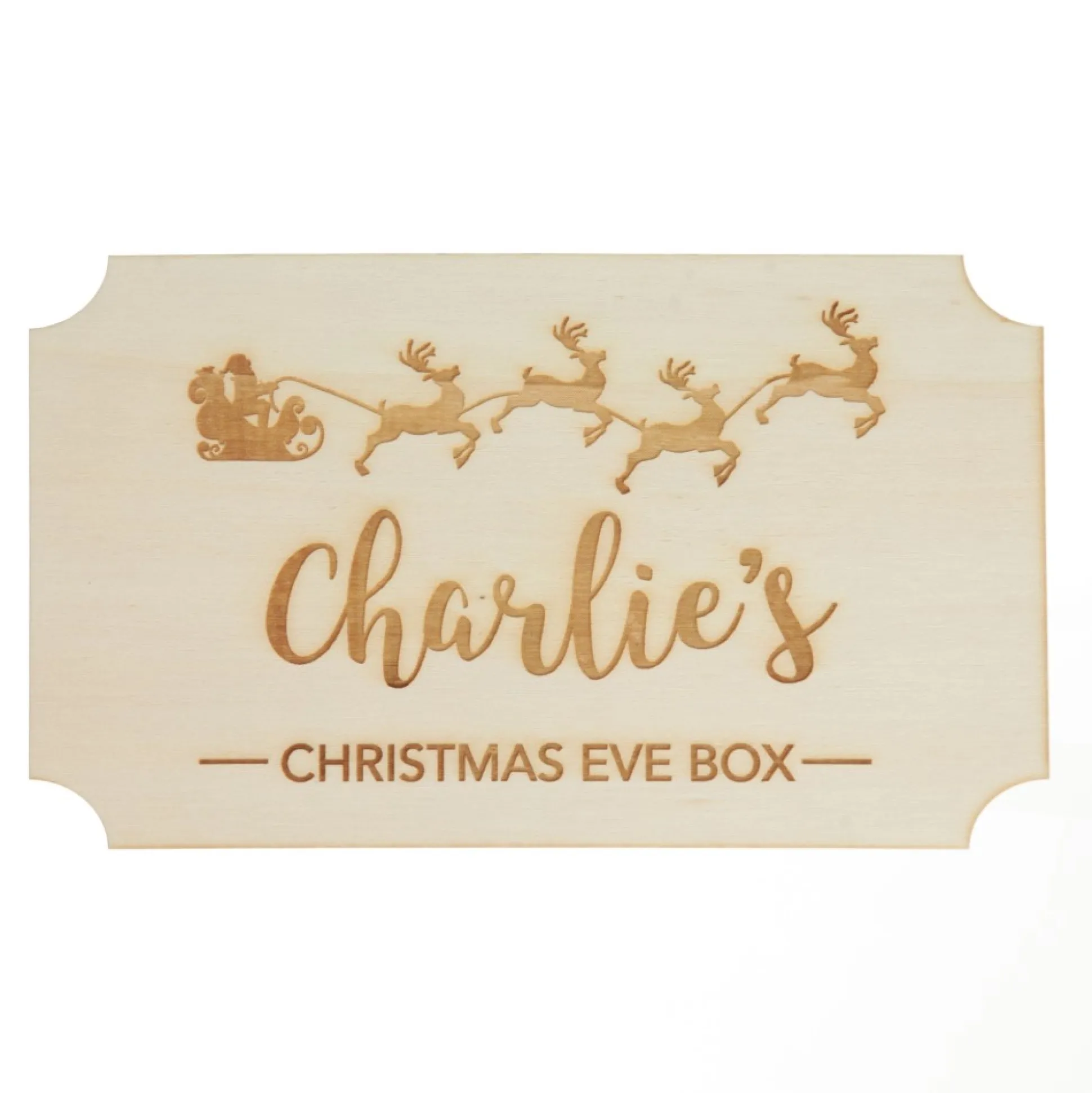 Personalised Wooden Christmas Eve Box with Santa Sleigh Plaque Christmas Eve Keepsake Boxes|