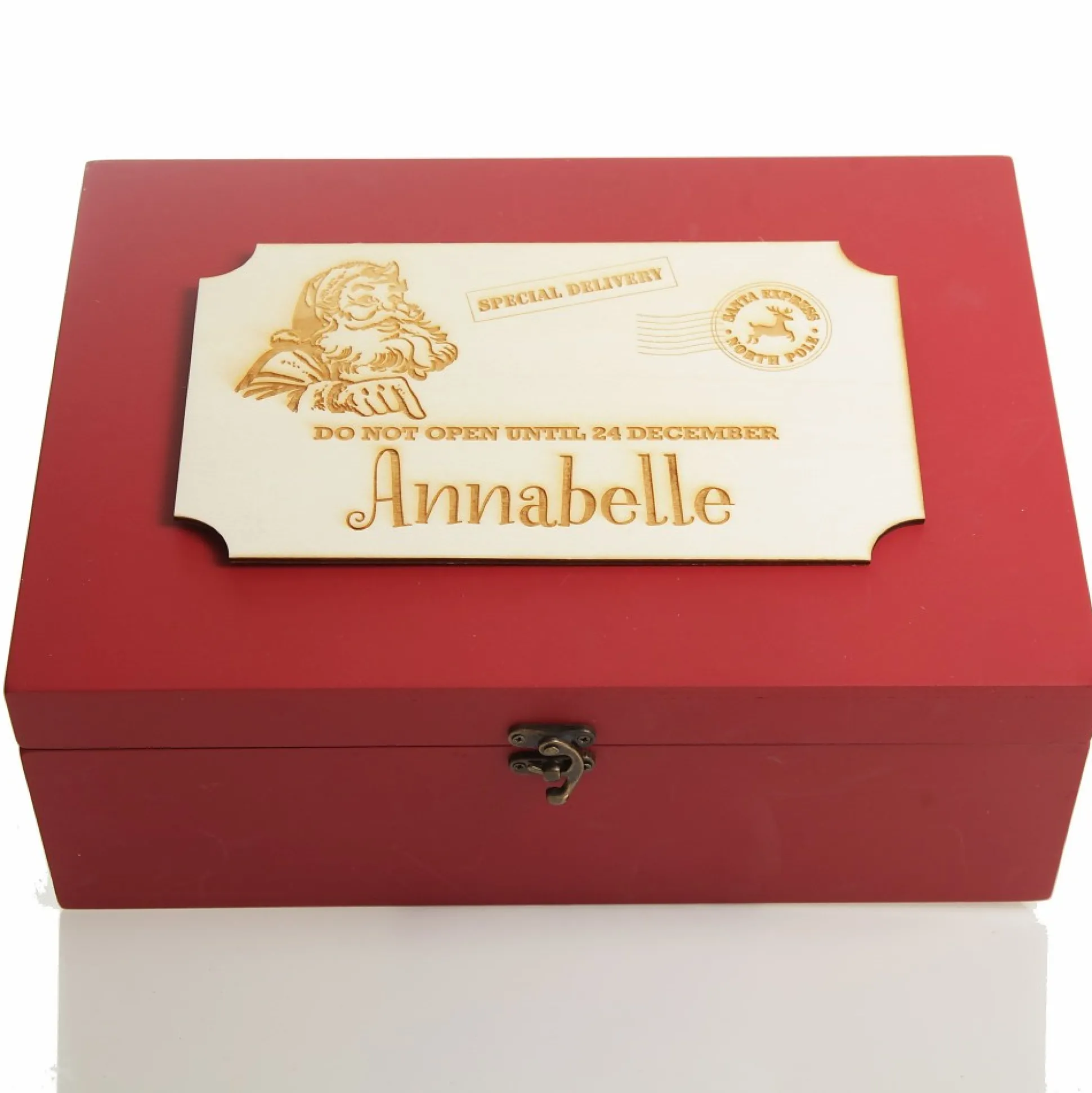 Personalised Wooden Christmas Eve Box with Express Delivery Plaque Christmas Eve Keepsake Boxes|