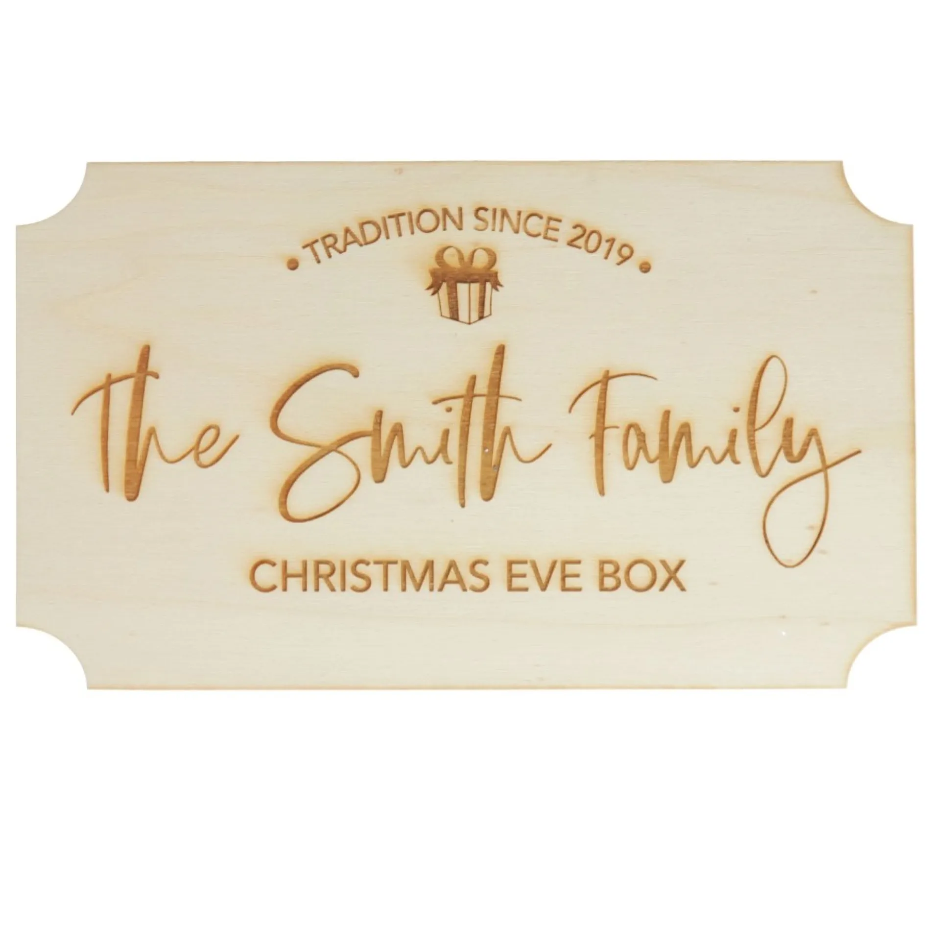 Personalised Wooden Christmas Eve Box with Family Est. Plaque Christmas Eve Keepsake Boxes|
