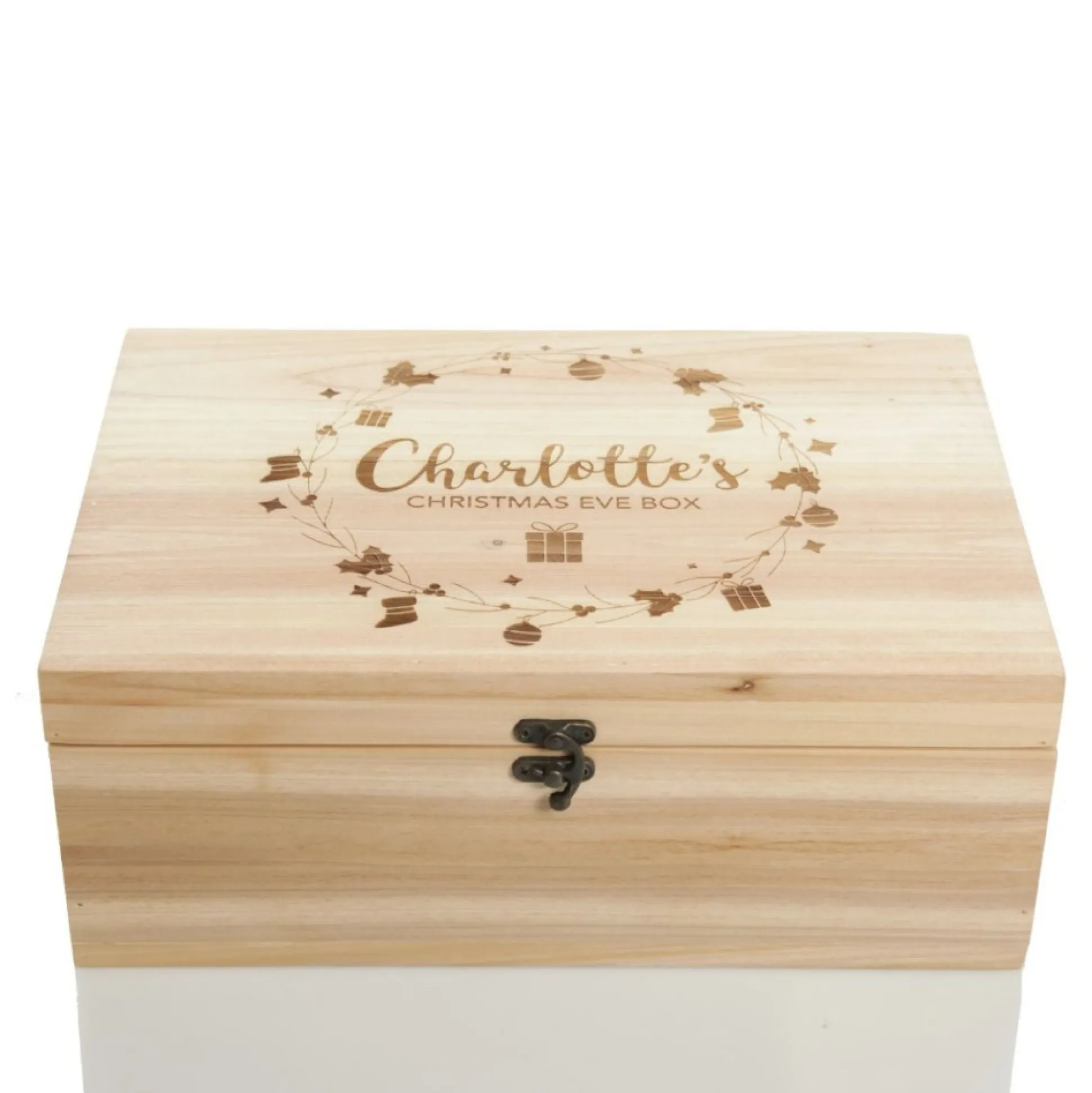 Personalised Wreath Wooden Christmas Eve Box Gift Wrap, Boxes, Bags & Tags|