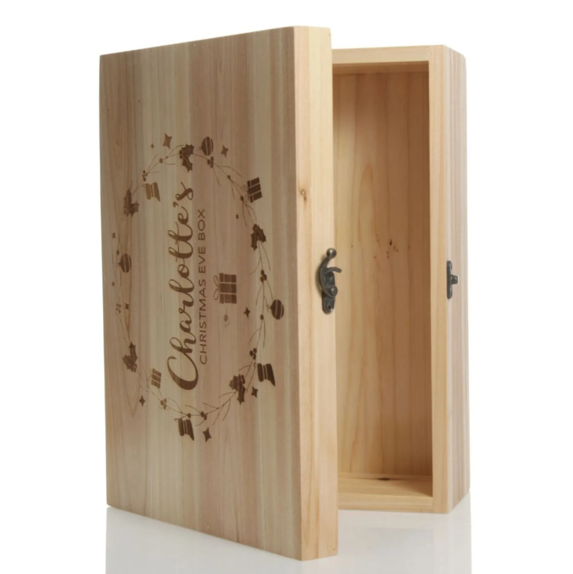 Personalised Wreath Wooden Christmas Eve Box Gift Wrap, Boxes, Bags & Tags|