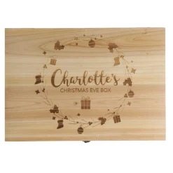 Personalised Wreath Wooden Christmas Eve Box Gift Wrap, Boxes, Bags & Tags|