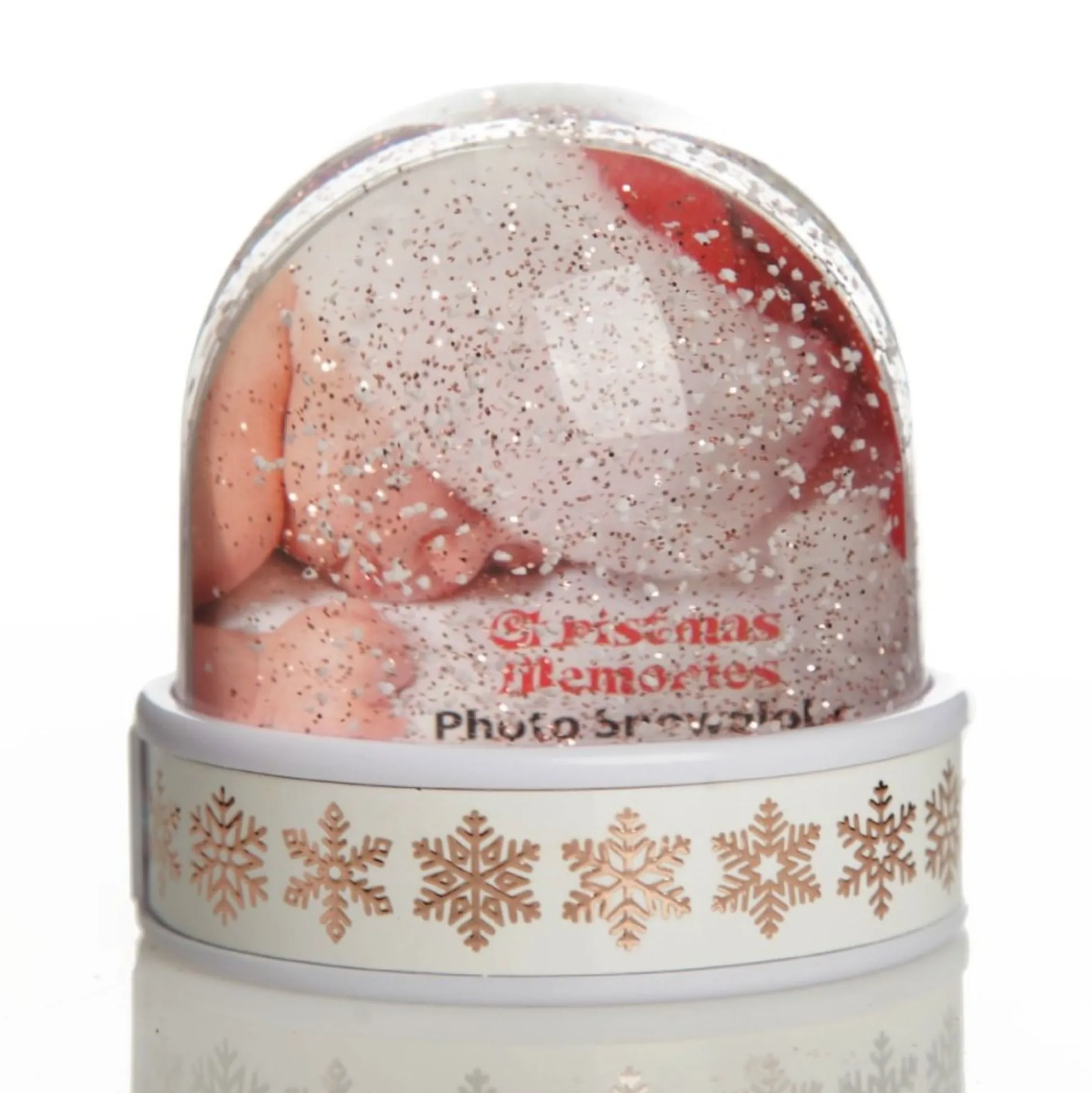 Photo Snow Dome - Rose Gold Snowflakes Christmas Snowglobes|