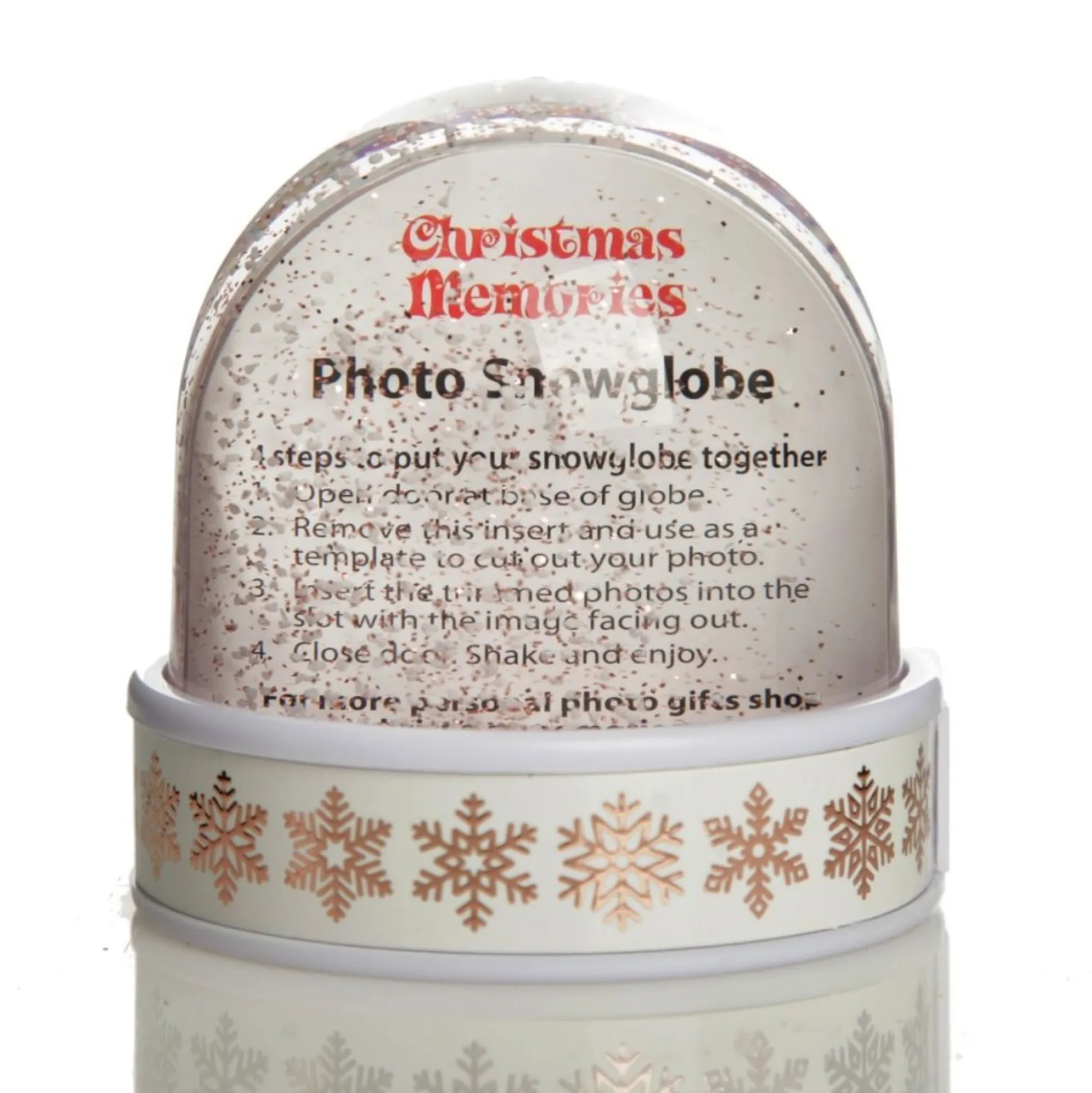 Photo Snow Dome - Rose Gold Snowflakes Christmas Snowglobes|
