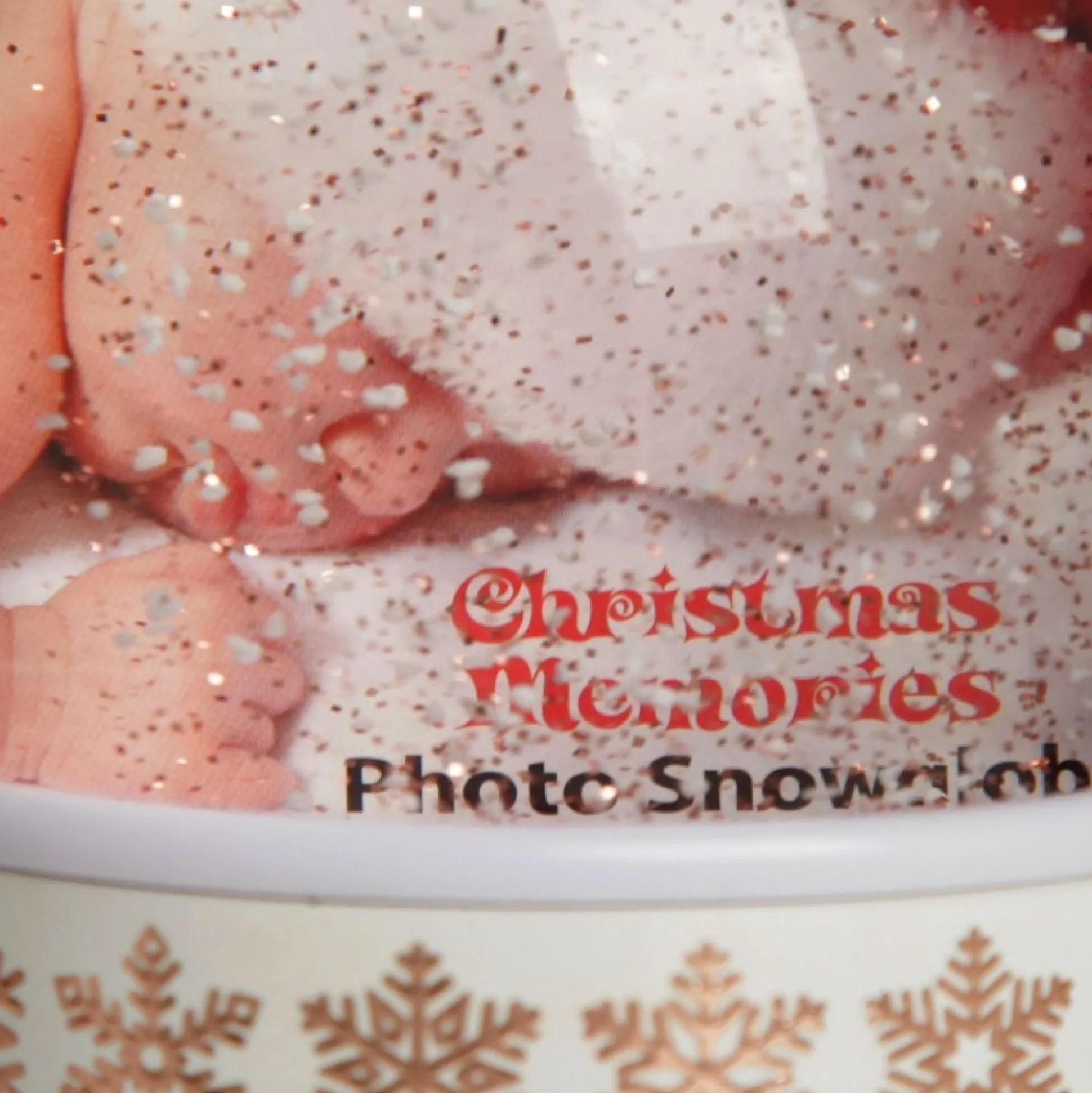Photo Snow Dome - Rose Gold Snowflakes Christmas Snowglobes|