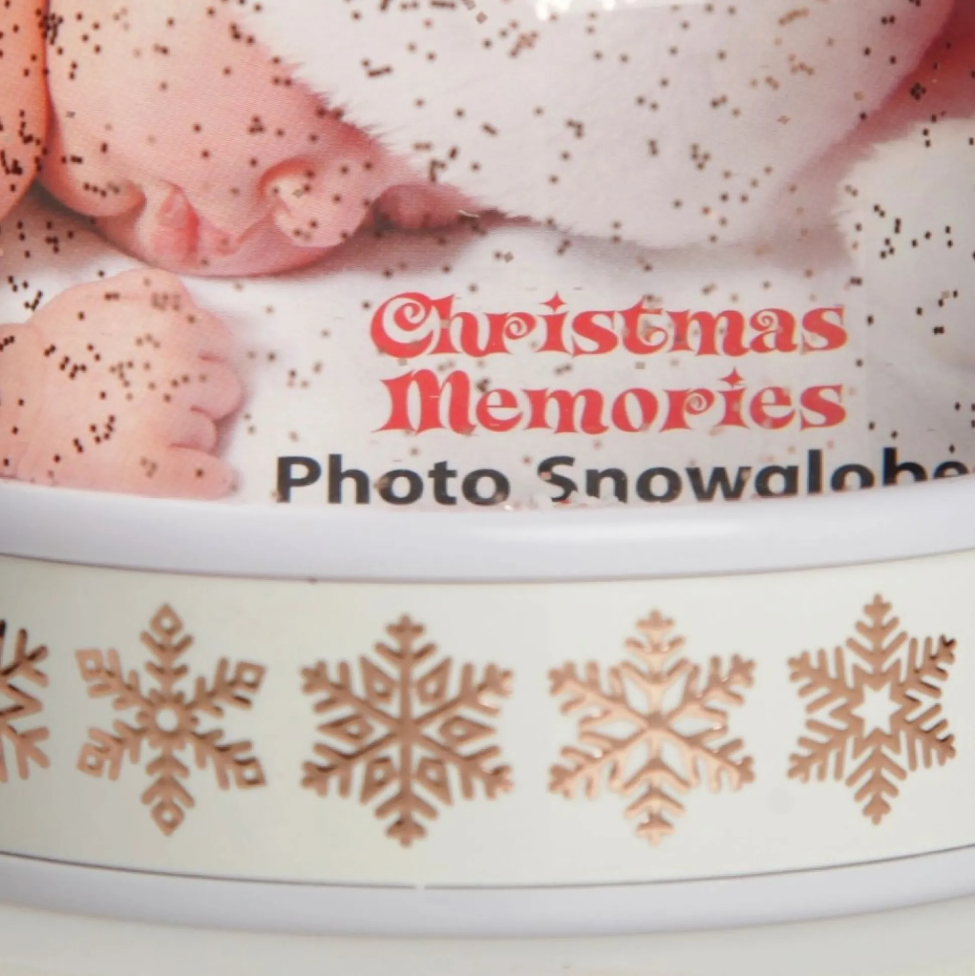 Photo Snow Dome - Rose Gold Snowflakes Christmas Snowglobes|
