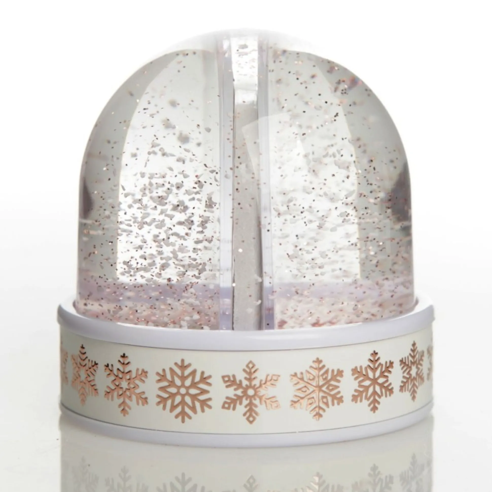 Photo Snow Dome - Rose Gold Snowflakes Christmas Snowglobes|