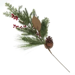 Pinecone and Red Berry Mixed Leaf Christmas Spray Christmas Sprays|